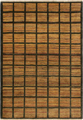 handmade Modern Gabbeh Charcoal Rust Hand Knotted RECTANGLE 100% WOOL area rug 4  x 6